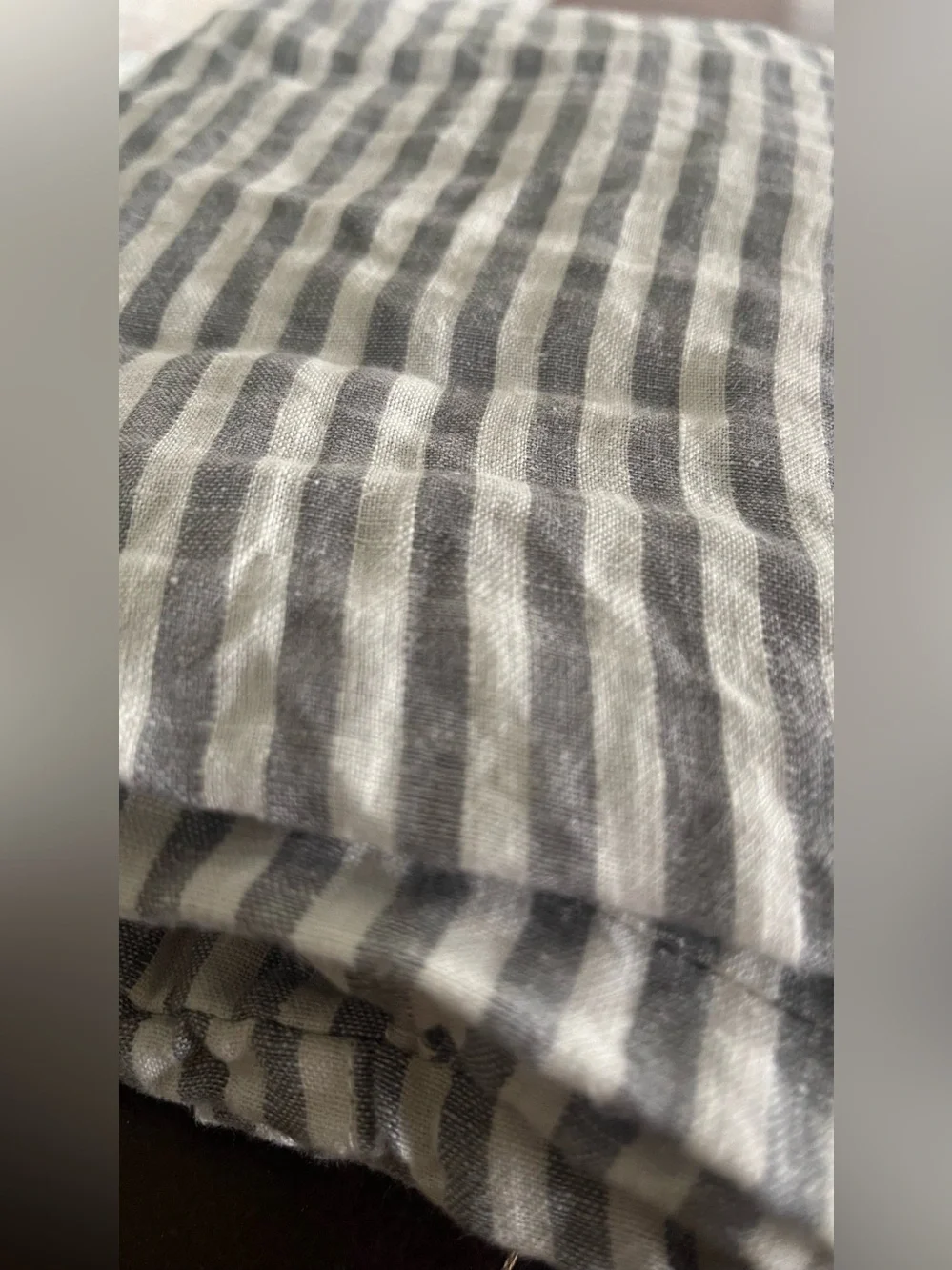 Quince European Linen Stripe Pillowcase Set, Standard (Gray/White)